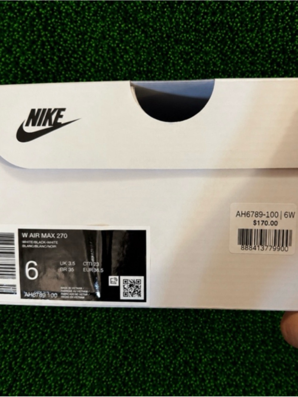 Women's Nike Air Max 270 Athletic Shoes White Black- White AH6789-100 - Picture 8 of 8